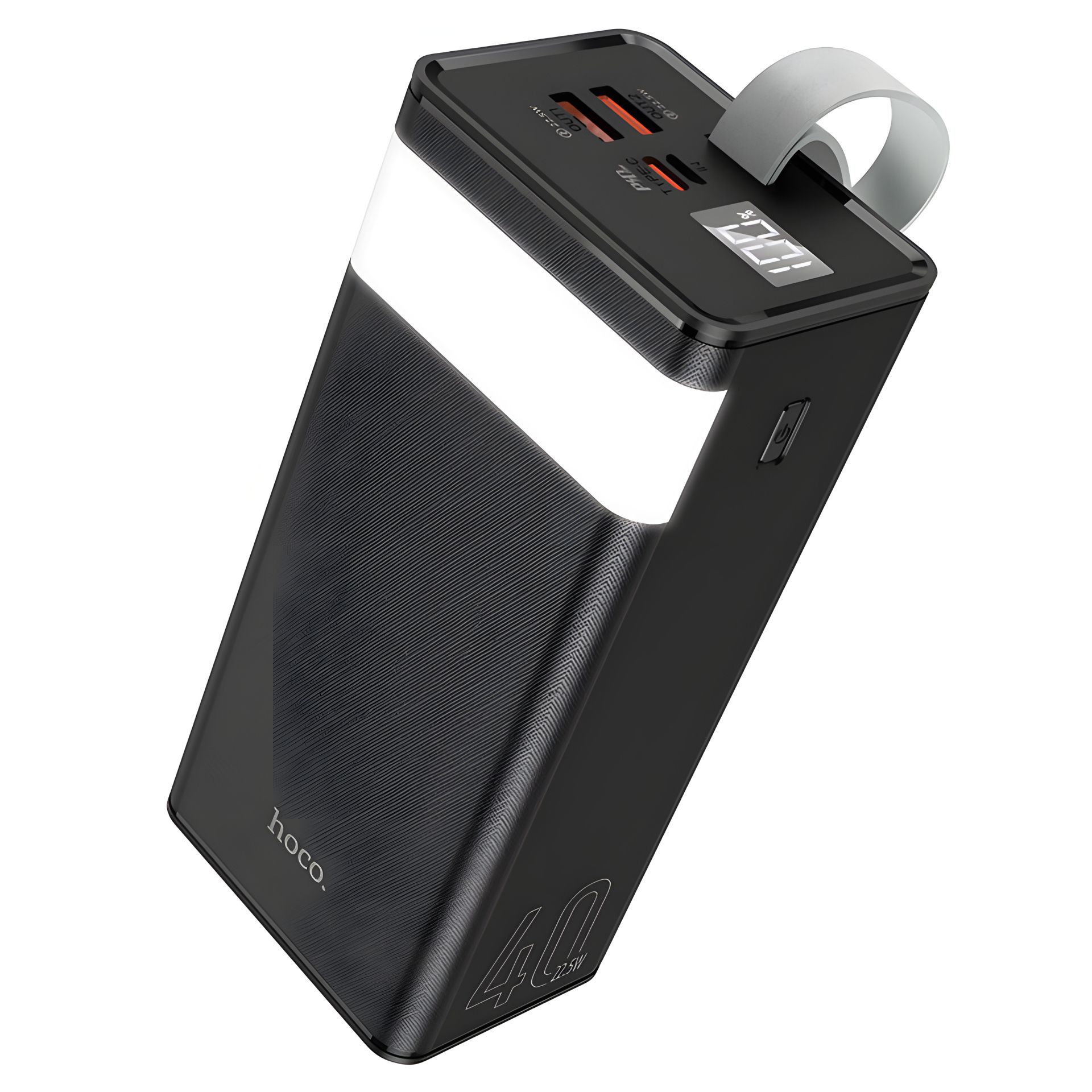 Hoco J86 Повербанк 40000mAh 2USB 22,5W QC3.0, Type-C 20W PD / In: Type-C+Micro-USB 18W, LED, Lamp, черный Hoco J86 Повербанк 40000mAh 2USB 22,5W QC3.0, Type-C 20W PD / In: Type-C+Micro-USB 18W, LED, Lamp, черный