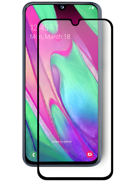 Полноэкранное стекло PowerPlant для Samsung Galaxy A40 (чёрное)