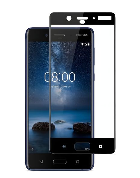 Экранированное стекло Full screen PowerPlant для Nokia 8 черный