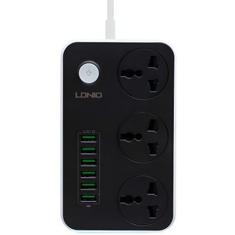 Чорний Мережевий Подовжувач LDNIO SC3604, 6USB 3.4A