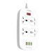 LDNIO SC4407 Удлинитель сетевой |2500W, 2m EU Plug, 4 USB, 4 розетки. QC3.0, 3.1A|/8W| белый