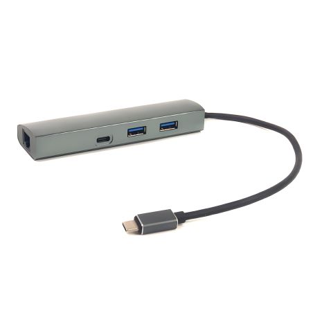 Компактний USB 3.0 перехідник з 2 портами, 1 портом Type-C USB 3.1 та Gigabit Ethernet від PowerPlant