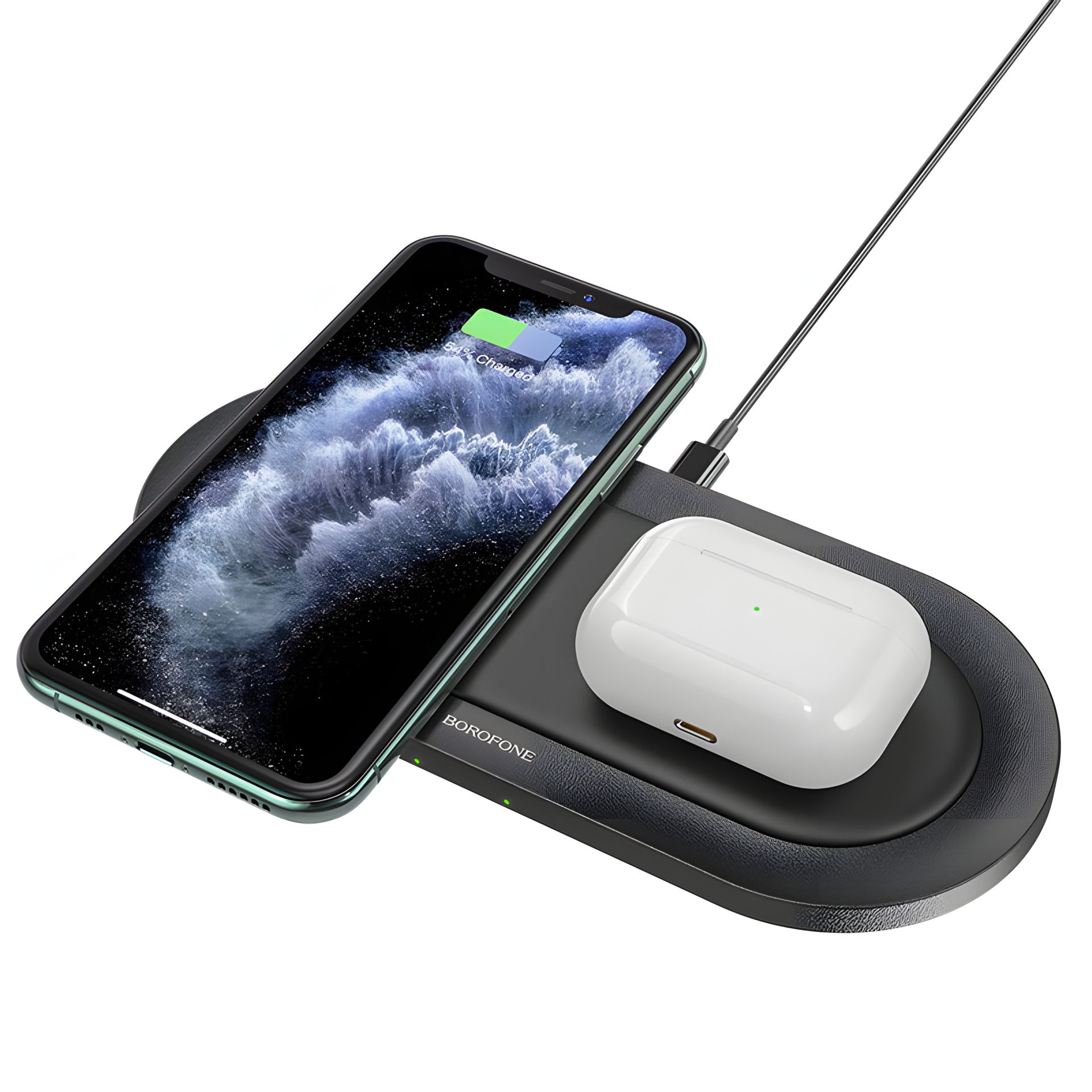 Бездротове ЗУ Borofone BQ7 2 пристрої по 10W Black Бездротове ЗУ Borofone BQ7 2 пристрої по 10W Black