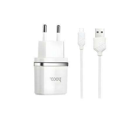Зарядное устройство Hoco C11 White 1USB + USB Cable MicroUSB (1A) Зарядное устройство Hoco C11 White 1USB + USB Cable MicroUSB (1A)