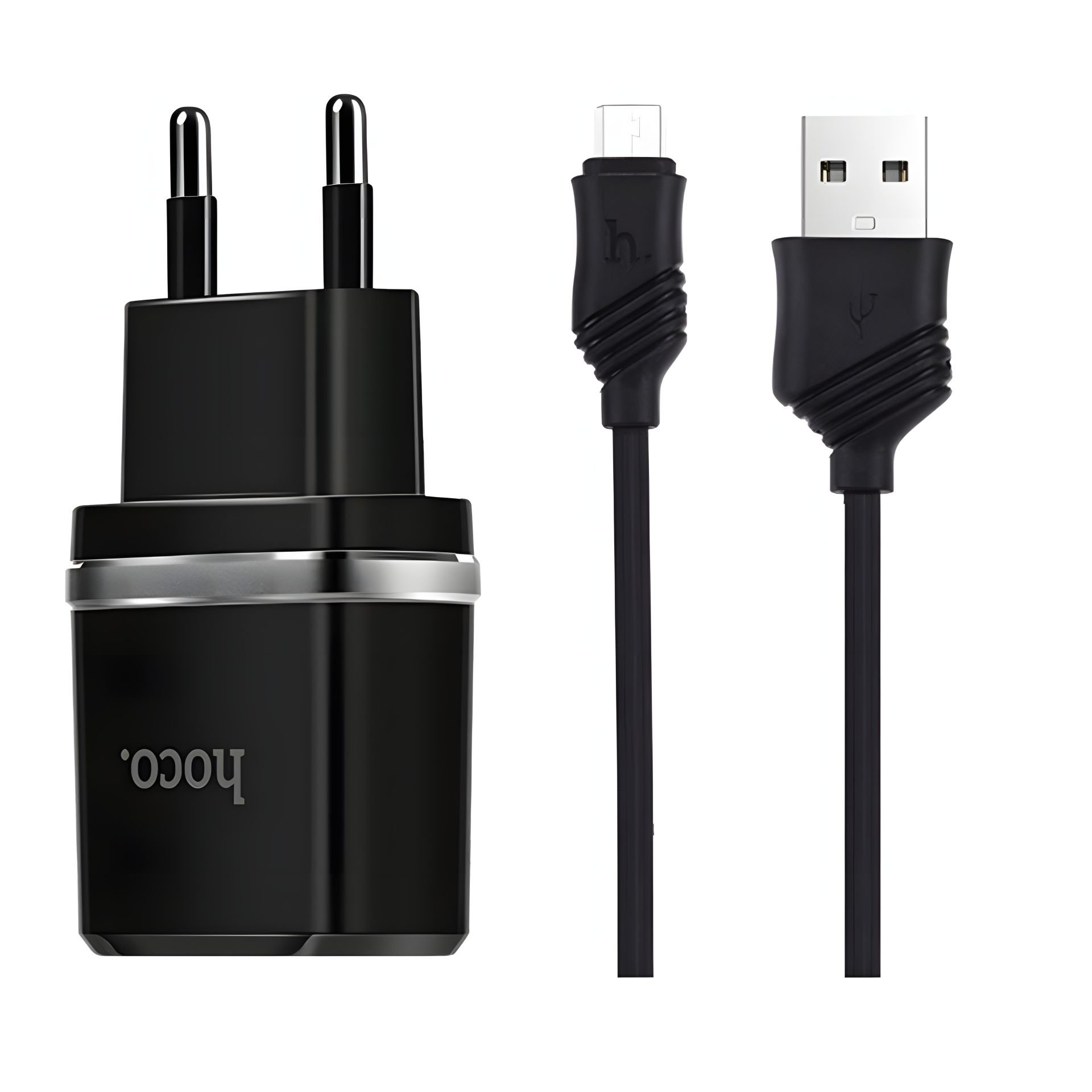 Hoco C12 зарядное устройство 2USB 2.4A + кабель Micro, черное Hoco C12 зарядное устройство 2USB 2.4A + кабель Micro, черное