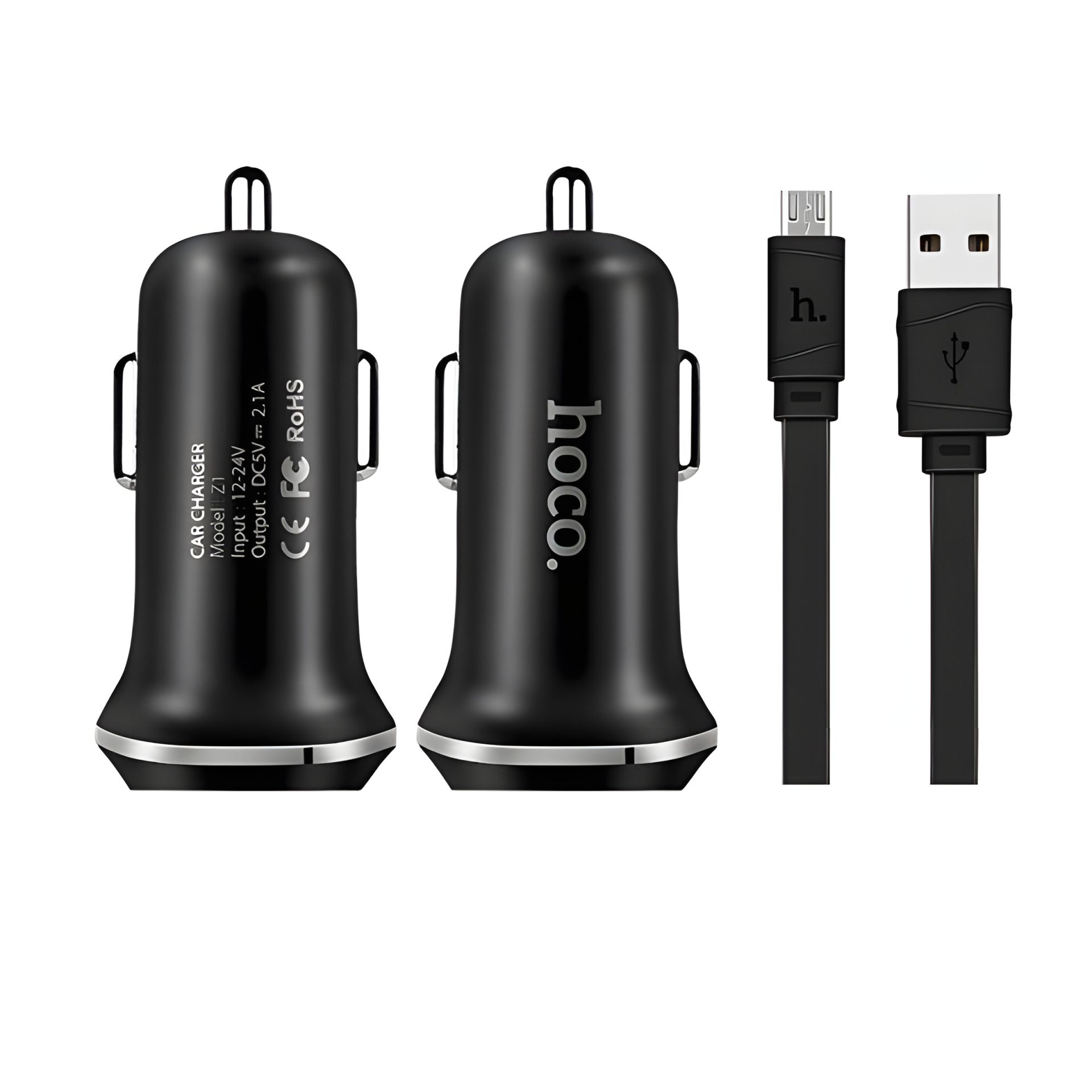 Автомобильное ЗУ Hoco Z1 2USB Black + USB Cable MicroUSB (2.1A) Автомобильное ЗУ Hoco Z1 2USB Black + USB Cable MicroUSB (2.1A)