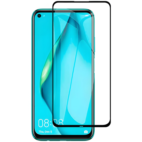 Защитное стекло от PowerPlant для Huawei P40 Lite, чёрное (Full screen)