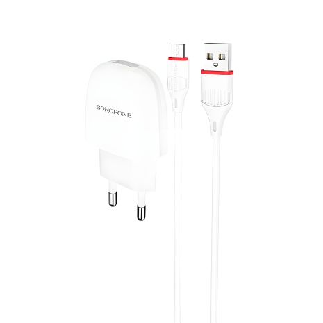 Зарядний пристрій Borofone BA49A 1USB 2,1A White з кабелем MicroUSB Зарядний пристрій Borofone BA49A 1USB 2,1A White з кабелем MicroUSB