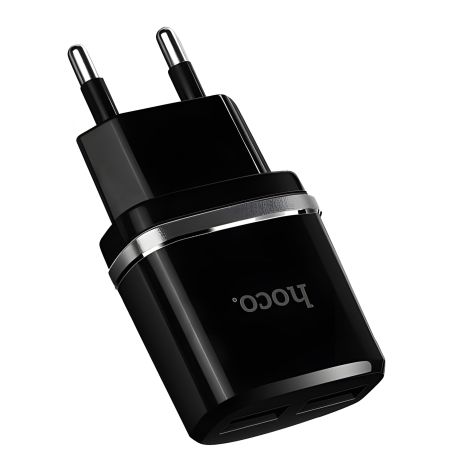 Hoco C12 зарядное устройство 2 USB 2.4A, черное