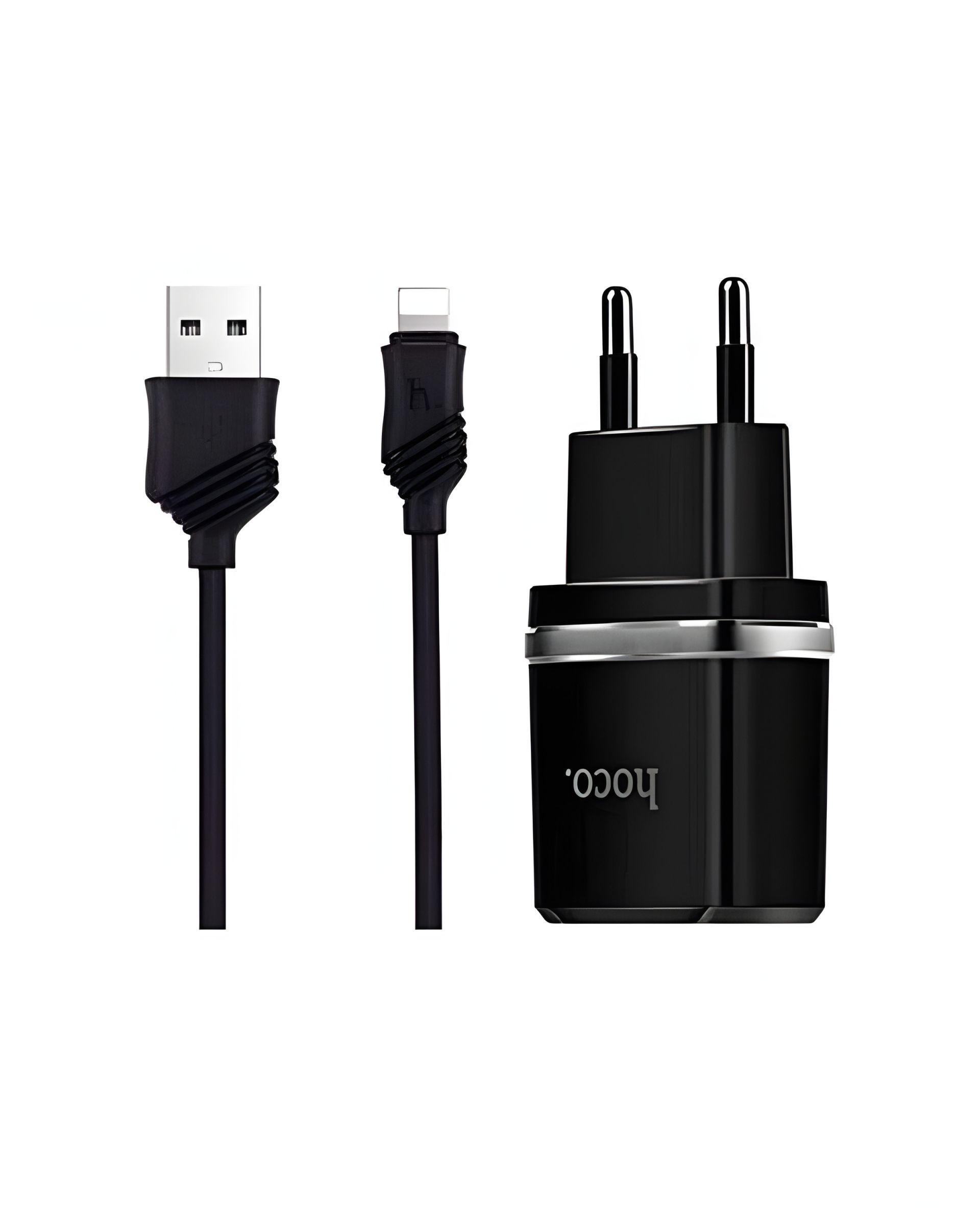 Зарядний пристрій Hoco C12 Smart 2.4A 2USB Black + Cable Lightning Black Зарядний пристрій Hoco C12 Smart 2.4A 2USB Black + Cable Lightning Black