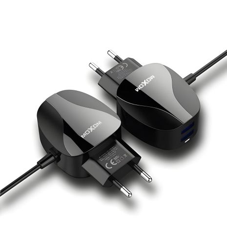 Зарядное устройство Moxom MX-HC15 Cable microUSB + 2USB 2.4A Black Зарядное устройство Moxom MX-HC15 Cable microUSB + 2USB 2.4A Black
