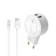 Зарядное устройство Moxom MX-HC04 2.4A 2USB + Cable Lightning White