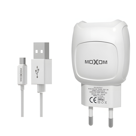 Зарядное устройство Moxom KH-69 2.1A 2USB + Cable microUSB White