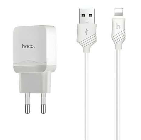 Hoco C22A зарядное устройство (USB 1, 2.4A) + Кабель Lightning iPhone Белый Hoco C22A зарядное устройство (USB 1, 2.4A) + Кабель Lightning iPhone Белый
