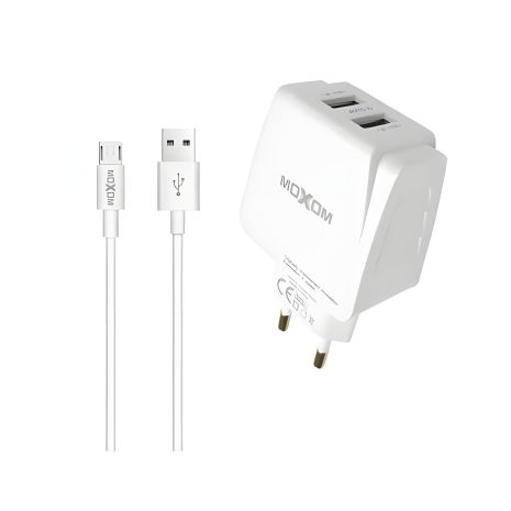 Зарядное устройство Moxom MX-HC03 2.4A 2USB + Cable Lightning White Зарядное устройство Moxom MX-HC03 2.4A 2USB + Cable Lightning White