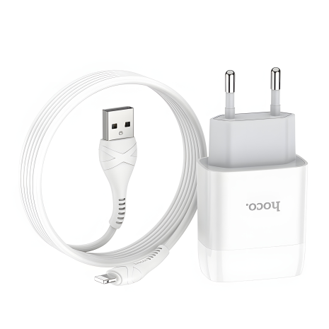 Hoco C72A 2.1A зарядное устройство с Lightning кабелем, белое