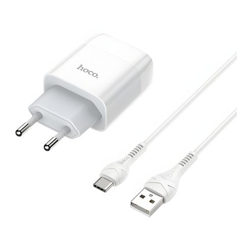 Hoco C73A зарядний пристрій 2USB Type-C 2.4A White