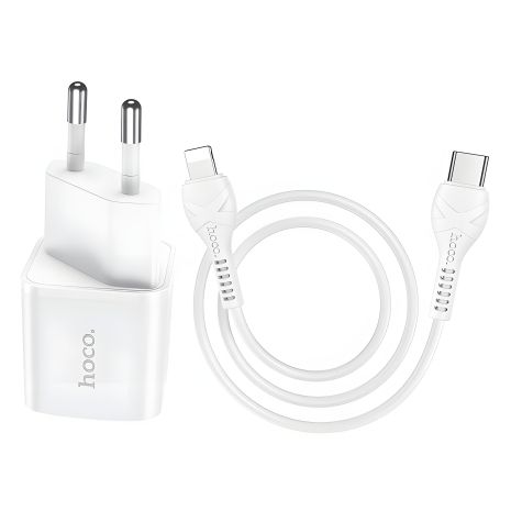 Hoco N10 Зарядка PD 20W Type-C to Lightning 3A Белая Hoco N10 Зарядка PD 20W Type-C to Lightning 3A Белая