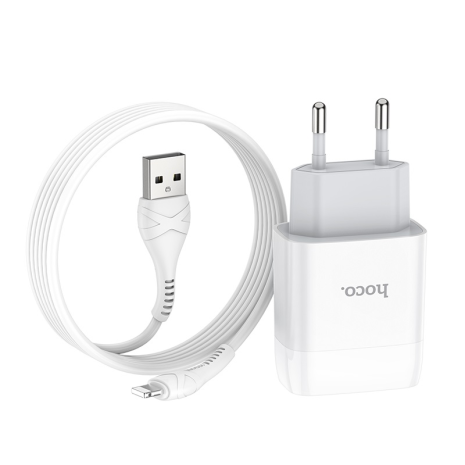 Зарядное устройство Hoco C73A 2USB Lightning 2.4A White