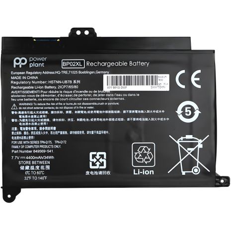 PowerPlant Акумулятори для HP Pavilion Notebook PC 15 ноутбуків (BP02XL) 7.7V 4400mAh