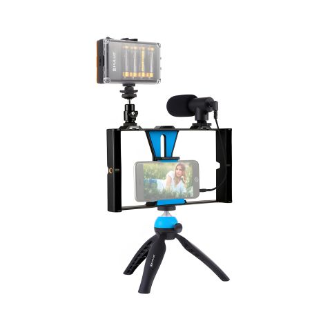 Puluz PKT3023 Комплект блогера 4в1 (постоянный свет, штативное крепление, держатель для телефона, микрофон)