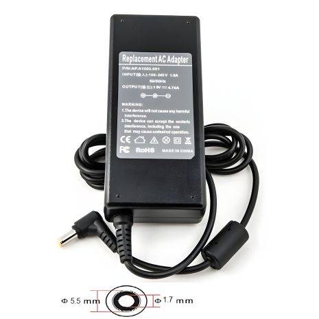 Блок живлення для ноутбуків ACER 220V, 19V 90W 4.74A (5.5*1.7), PowerPlant Блок живлення для ноутбуків ACER 220V, 19V 90W 4.74A (5.5*1.7), PowerPlant