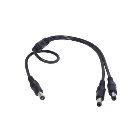 Кабель-подвоювач живлення DC(M) на 2xDC(M) (5,5x2,1 мм) 30cm / 0.3m чорний