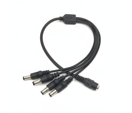 Кабель живлення, роздільник DC-F to 4xDC-M (5.5x2.1мм) 30cm DCF4M black