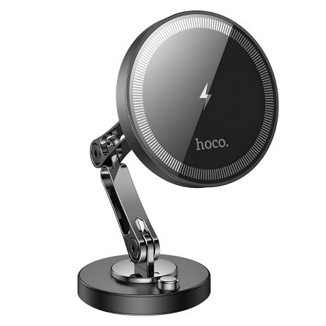 Металевий сірий Hoco HW26 магнітний тримач з бездротовою зарядкою 15W