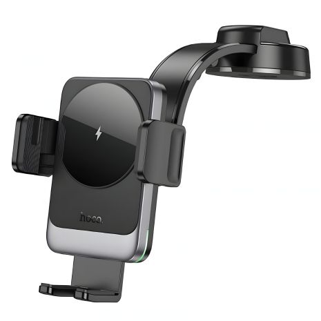 Автотримач Hoco HW14 з бездротовою зарядкою 15W black metal gray Автотримач Hoco HW14 з бездротовою зарядкою 15W black metal gray