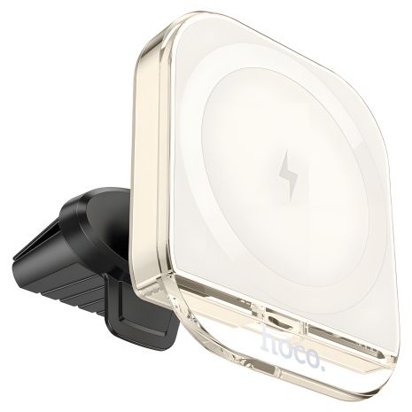 Автодержатель Hoco HW17 магнитный с 15W зарядкой беспроводной белый