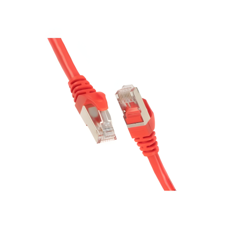 Патч-корд 2E Cat 6, S-FTP екранований фольга з обплетенням, RJ45, 4Х2 27AWG, 7/0.14 Cu, 1m, PVC, Червоний