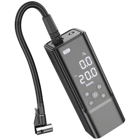 Автомобільний насос Hoco ZP7 Maddy (TypeC in/5000mAh/10.3 бар/Ліхтарик) Чорний