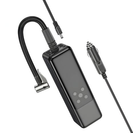 Насос автомобільний Hoco ZP5 May smart air pump (TypeC in/2000mAh/3.5 бар/Ліхтарик) Чорний