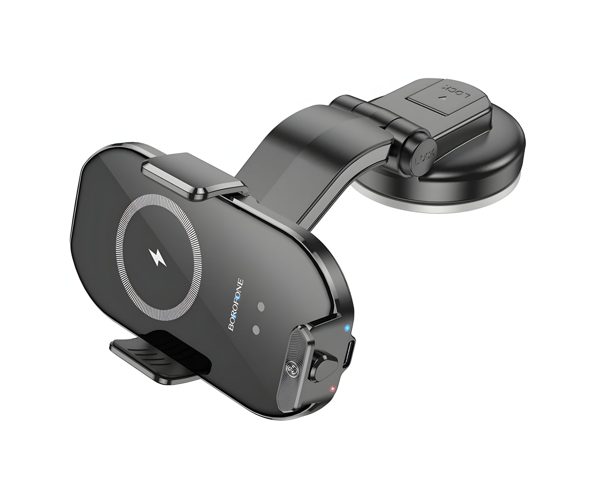Магнитный автодержатель Borofone BH206 с беспроводной зарядкой, черный Магнитный автодержатель Borofone BH206 с беспроводной зарядкой, черный