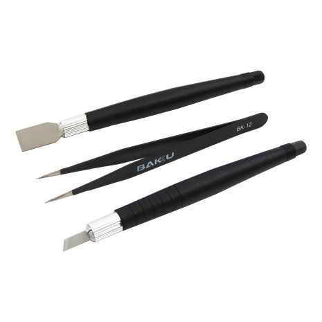 Інструментів набір Baku BK-7280-A (шпателек, прямий пінцет, скальпель) Інструментів набір Baku BK-7280-A (шпателек, прямий пінцет, скальпель)