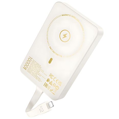 Powerbank Hoco Q24 10000mAh 22.5W PD 20W магнитная функция зарядки milky white
