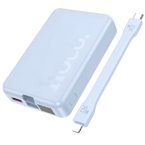 Магнітний Power Bank Hoco Q24 10000mAh 22.5W PD 20W з бездротовою зарядкою blue Магнітний Power Bank Hoco Q24 10000mAh 22.5W PD 20W з бездротовою зарядкою blue