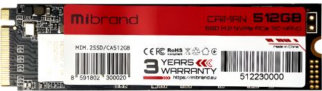 SSD Wibrand Caiman M.2 512GB NVMe 2280 PCIe 3.0 3D NAND