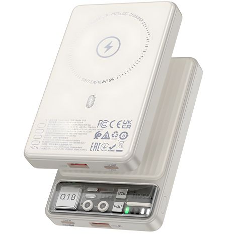 Power Bank HOCO Q18 Tourer 22.5W з магнітною швидкою зарядкою 10000mAh Молочний Білий Power Bank HOCO Q18 Tourer 22.5W з магнітною швидкою зарядкою 10000mAh Молочний Білий