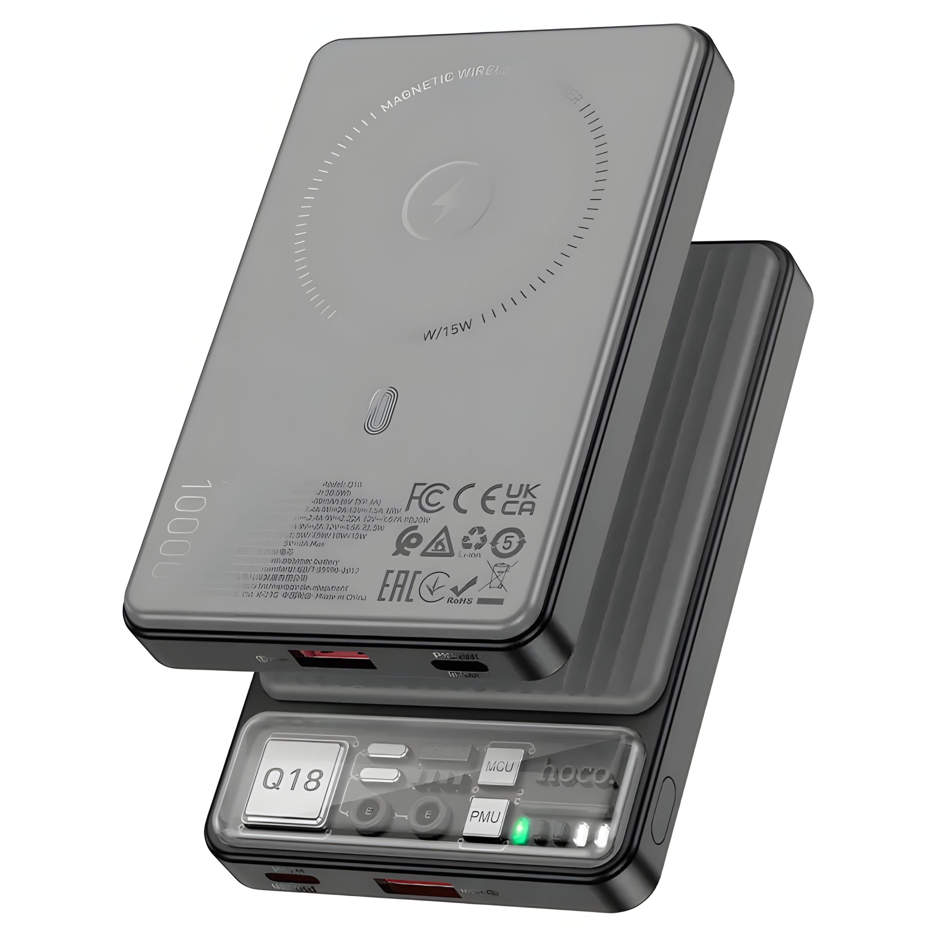 Повербанк HOCO Q18 22.5W 10000mAh с беспроводной зарядкой, черный Повербанк HOCO Q18 22.5W 10000mAh с беспроводной зарядкой, черный