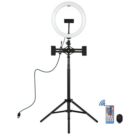 RGBW кільцева USB LED лампа Puluz PKT3055B 10.2" + штатив 1.65 м