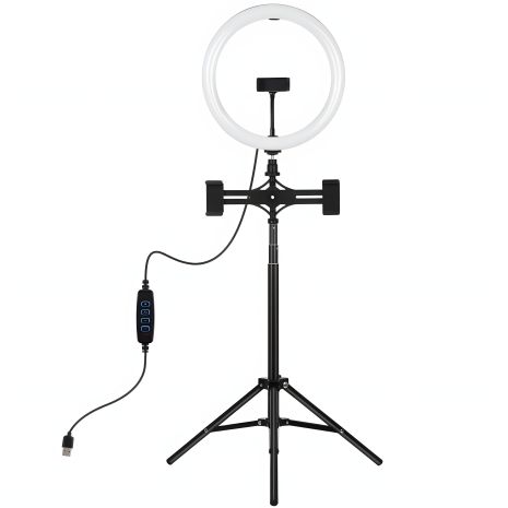 Кільцева LED USB лампа Puluz PKT3062B 11.8" + штатив 1.65 м