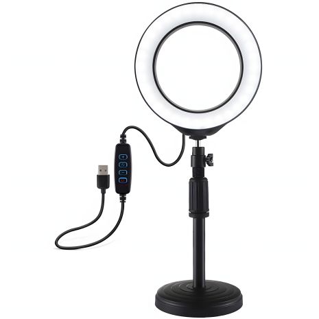 Puluz PU392 6.2" USB LED Ring Light + 18–28cm Desk Mount