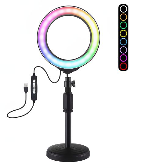 Кольцевая LED лампа USB RGBW Puluz PKT3047B 6.2" + настольное крепление Кольцевая LED лампа USB RGBW Puluz PKT3047B 6.2" + настольное крепление