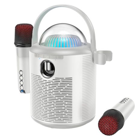 Акустика-караоке HOCO Pearlescent BT Bluetooth 2mic BS59 |BT5.1, TWS/TF/AUX, 5h| grey Акустика-караоке HOCO Pearlescent BT Bluetooth 2mic BS59 |BT5.1, TWS/TF/AUX, 5h| grey