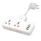 Удлинитель HOCO Reise 2-position expansion socket AC12A |3USB/Type-C, PD/QC, 30W/10A| белый