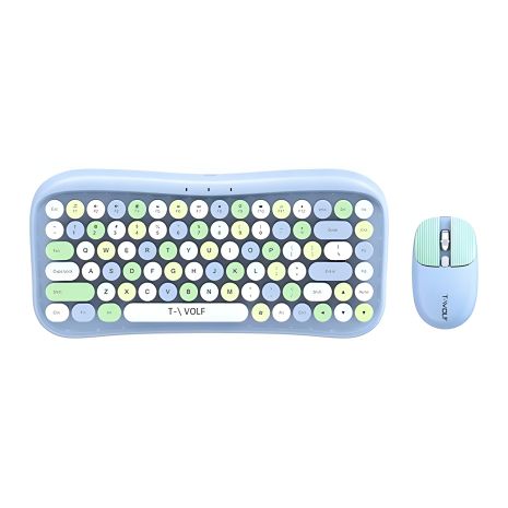 Голубая беспроводная клавиатура и мышь T-Wolf TF660 Голубая беспроводная клавиатура и мышь T-Wolf TF660