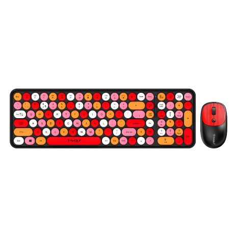 ТВольф миша і клавіатура TF350 Colorful, бездротова, 2.4G, 800-1600DPI, чорний/червоний ТВольф миша і клавіатура TF350 Colorful, бездротова, 2.4G, 800-1600DPI, чорний/червоний