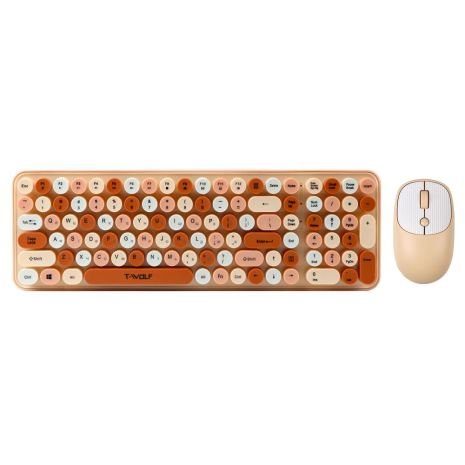 Бездротова клавіатура та миша TWolf TF350 Colorful, 2.4G, 800-1600DPI, Молочний